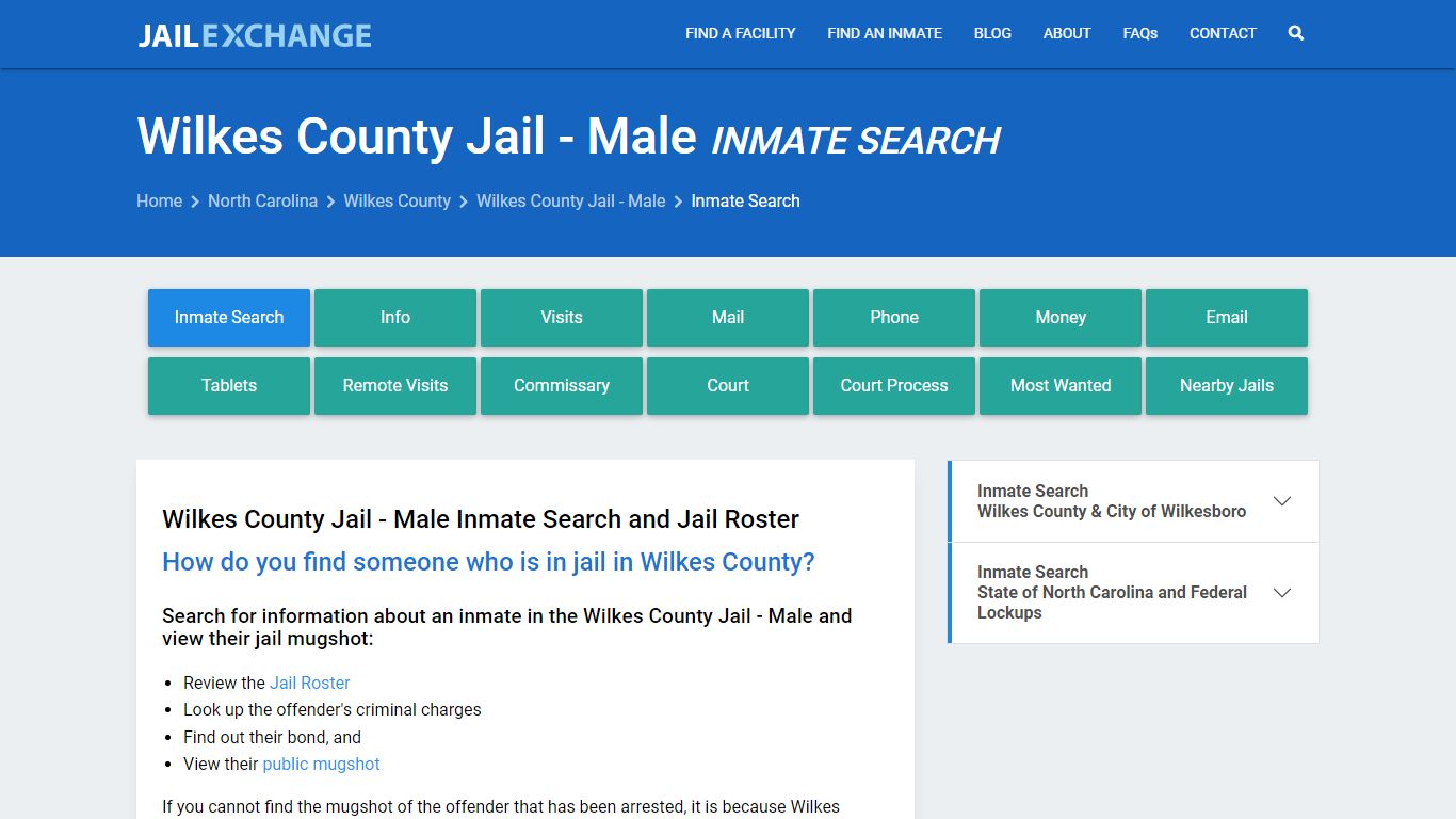 Wilkes County Jail - Male Inmate Search - Jail Exchange